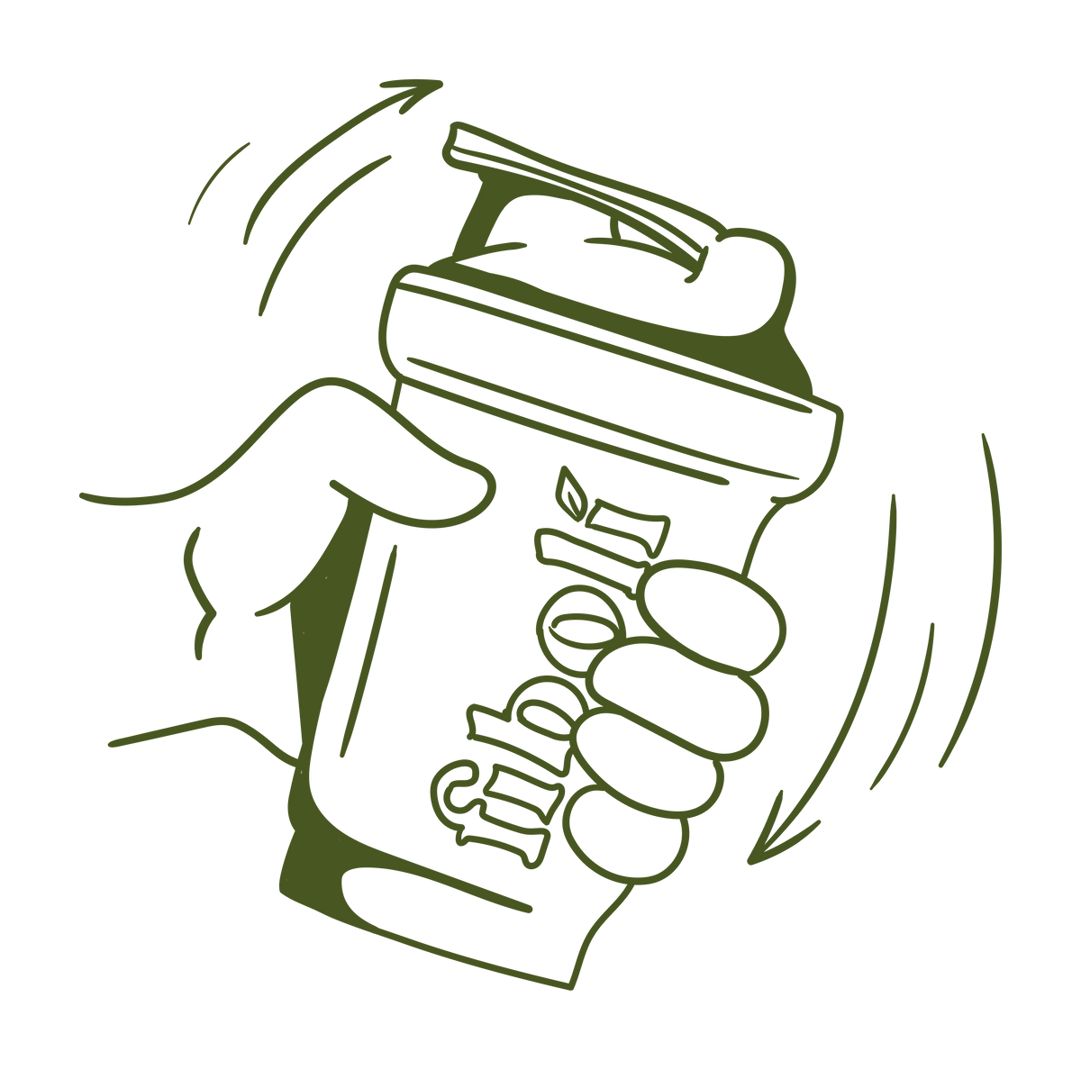 Hand shaking fiboli shaker bottle