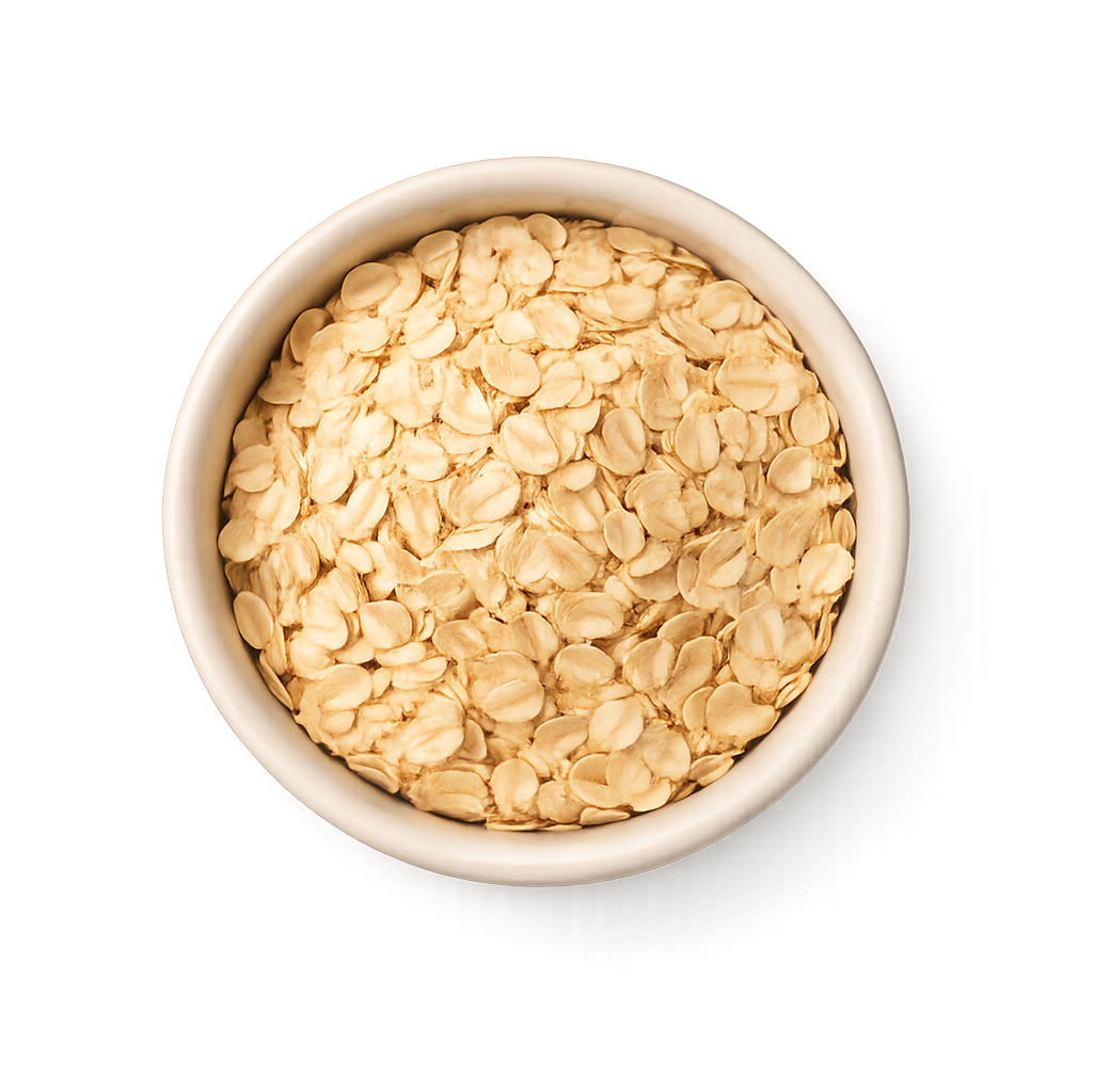 Bowl of oats on a white background