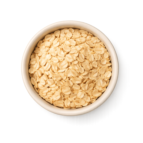 Bowl of oats on a white background